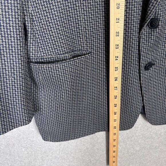 Mani Sport Coat Blazer 42L Blue Wool Silk Tweed Houndstooth Made Italy Saks READ - Picture 6 of 16